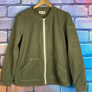 Mauby Women’s Olive Green Full Zip Shacket Medium